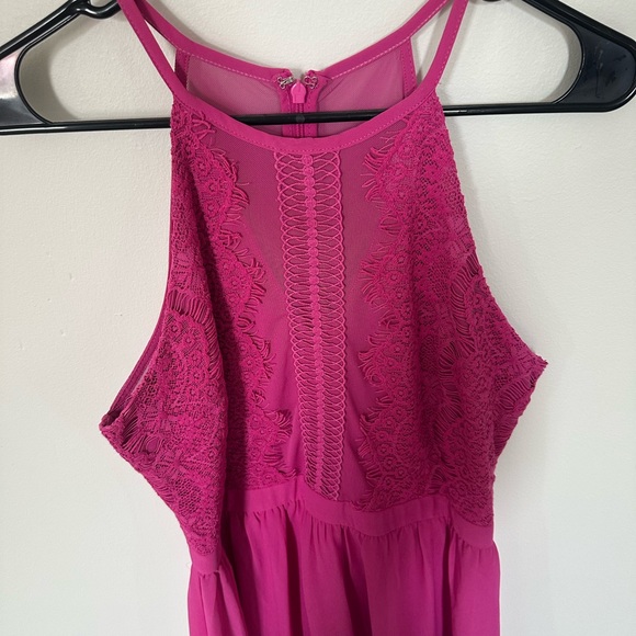Francesca’s Pink Lace Halter Dress - Picture 2 of 7